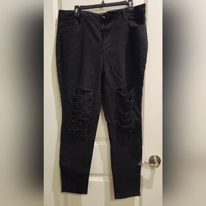 Ashley Stewart Black Ripped 5 Pocket Skinny Jeans